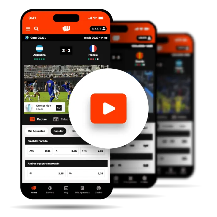 Pieza promocional del sitio argentino sobre su aplicación de apuestas deportivas.